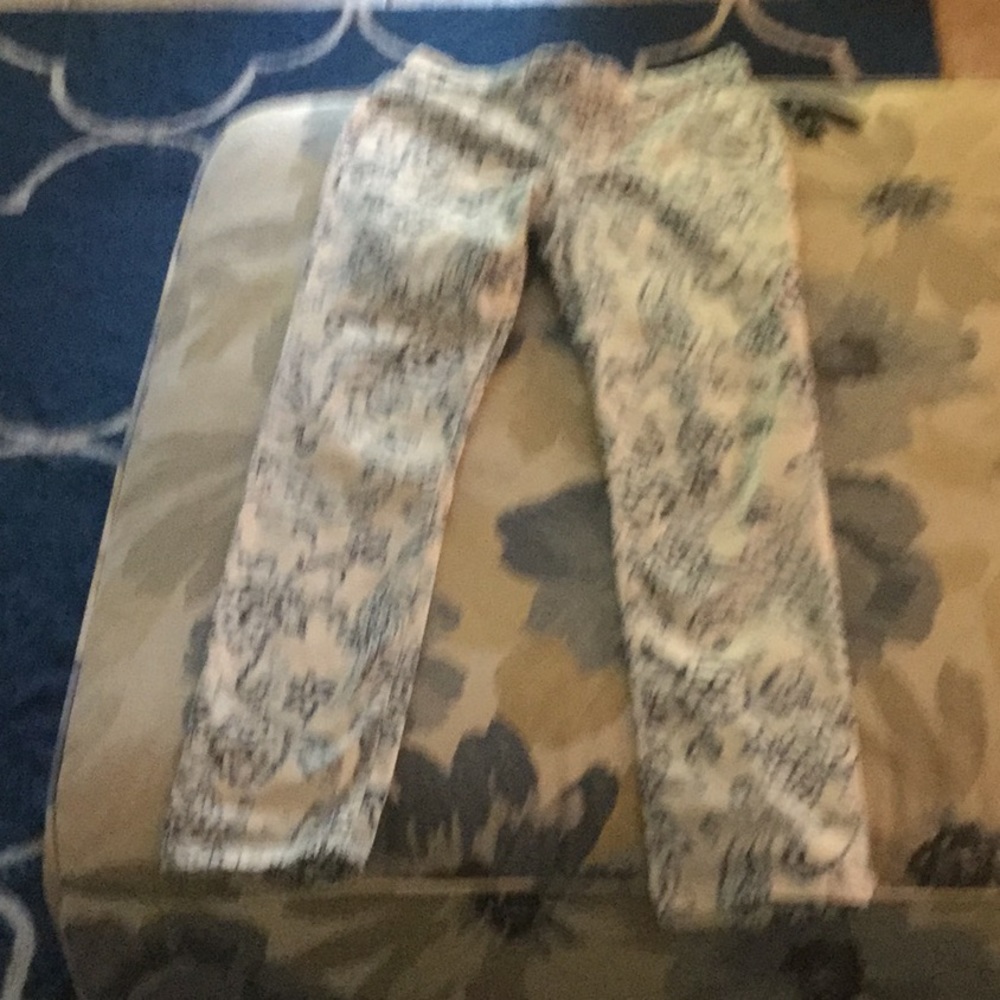 Printed denim pants